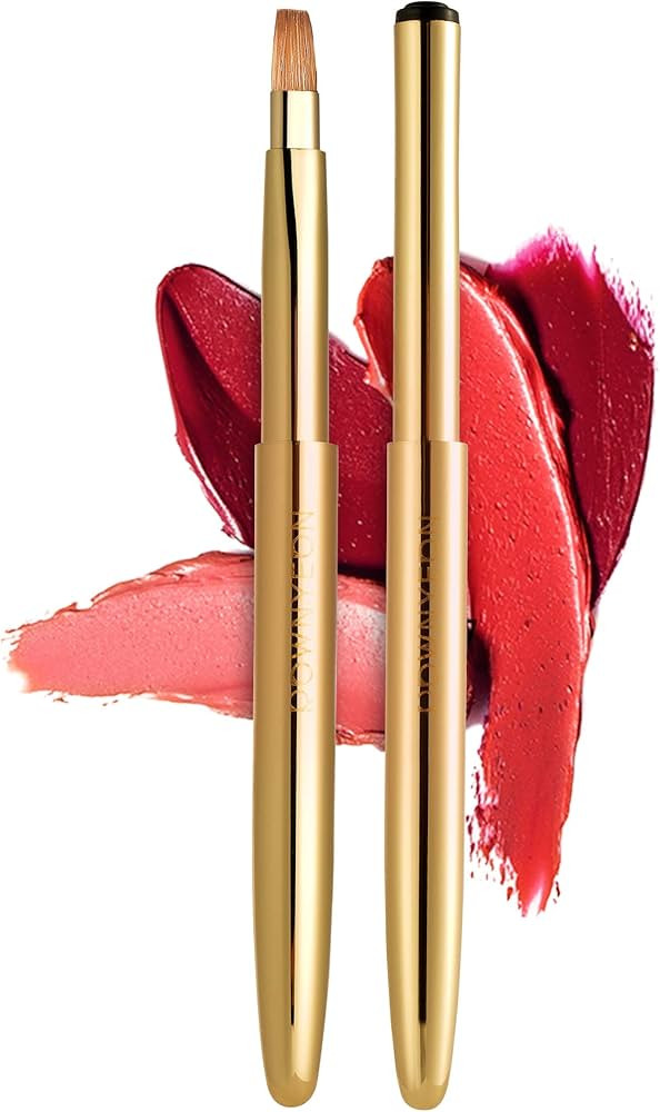 Rownyeon Travel Retractable Lip Brush Applicators Flat for Lipstick Gloss Creams Portable with Ca... | Amazon (US)