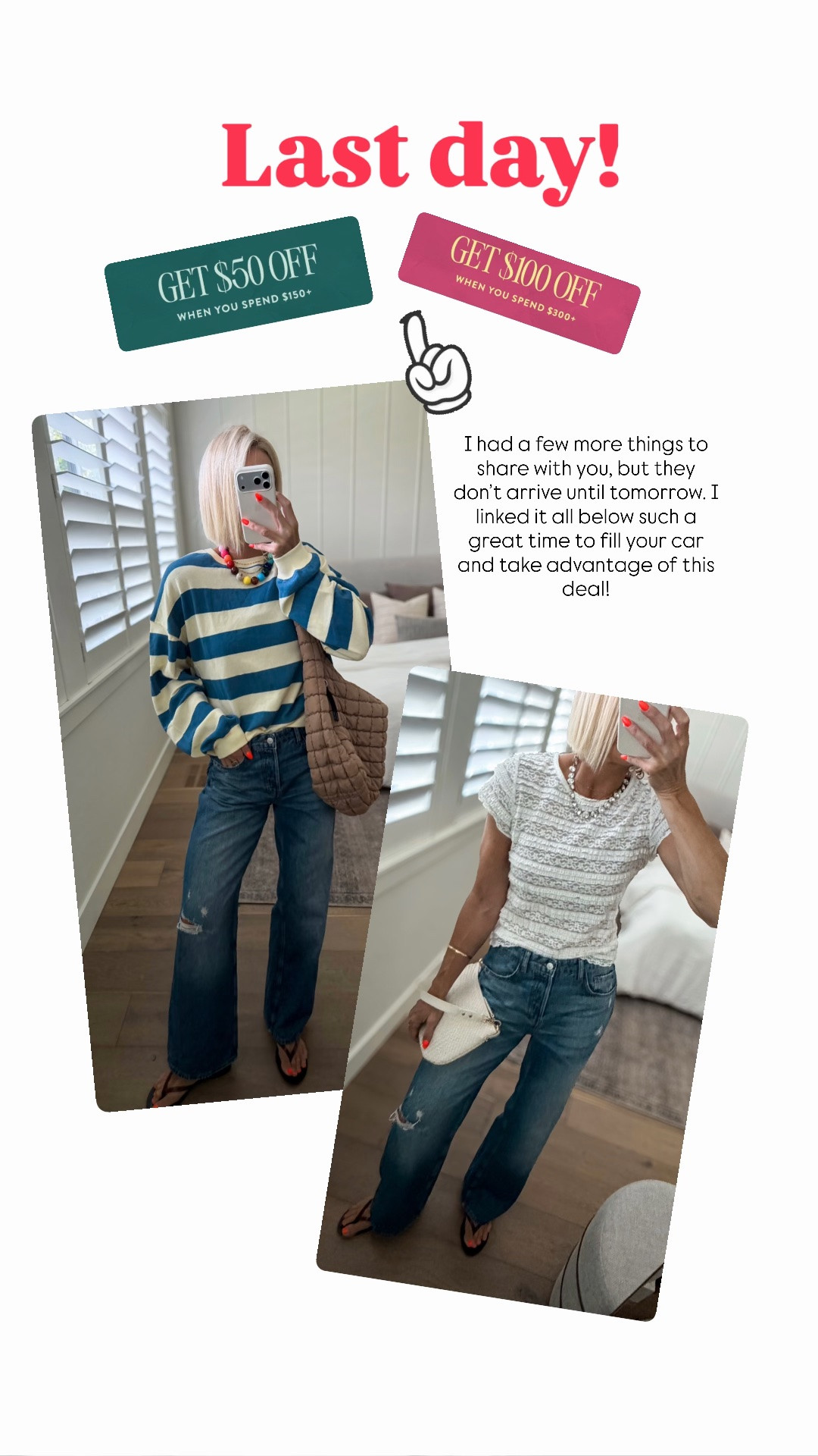 This savings deal is so good, and ends today, 7/28! Love this NEW wide striped pullover & lace top. Both fit tts, IMO

#LTKmomlife #LTKOver40 #LTKSaleAlert