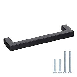 Goldenwarm 10 Pack Black Square Bar Cabinet Pull Drawer Handle Stainless Steel Modern Hardware fo... | Amazon (US)
