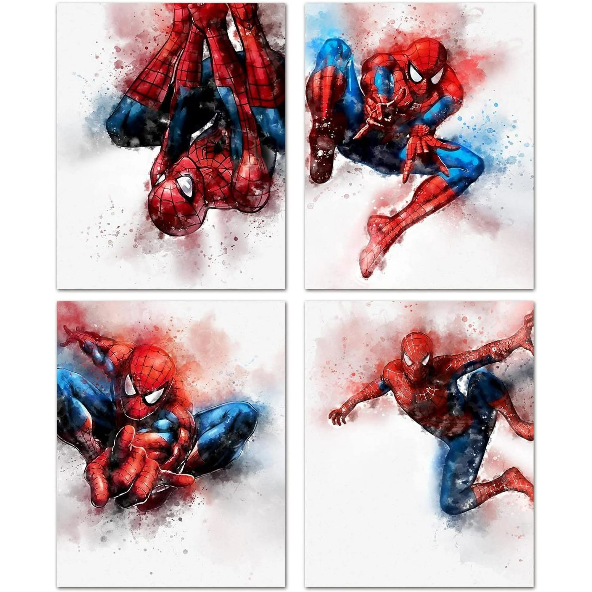 Spiderman Wall Decor Canvas For Boys Birthday Gift Set of 4 Nursery Home Wall Canvas Decor Ready ... | Walmart (US)