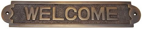 Adonai Hardware Large Welcome Brass Door Sign (Antique Brass) | Amazon (US)