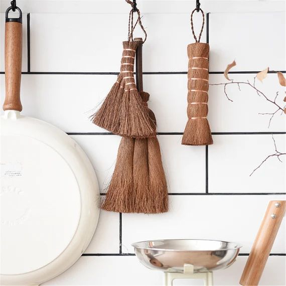 Natural palm brush  hand broom  kitchen broom small  | Etsy | Etsy (US)