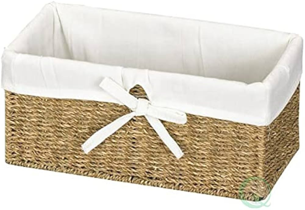 Vintiquewise(TM) Seagrass Shelf Basket Lined with White Lining | Amazon (US)