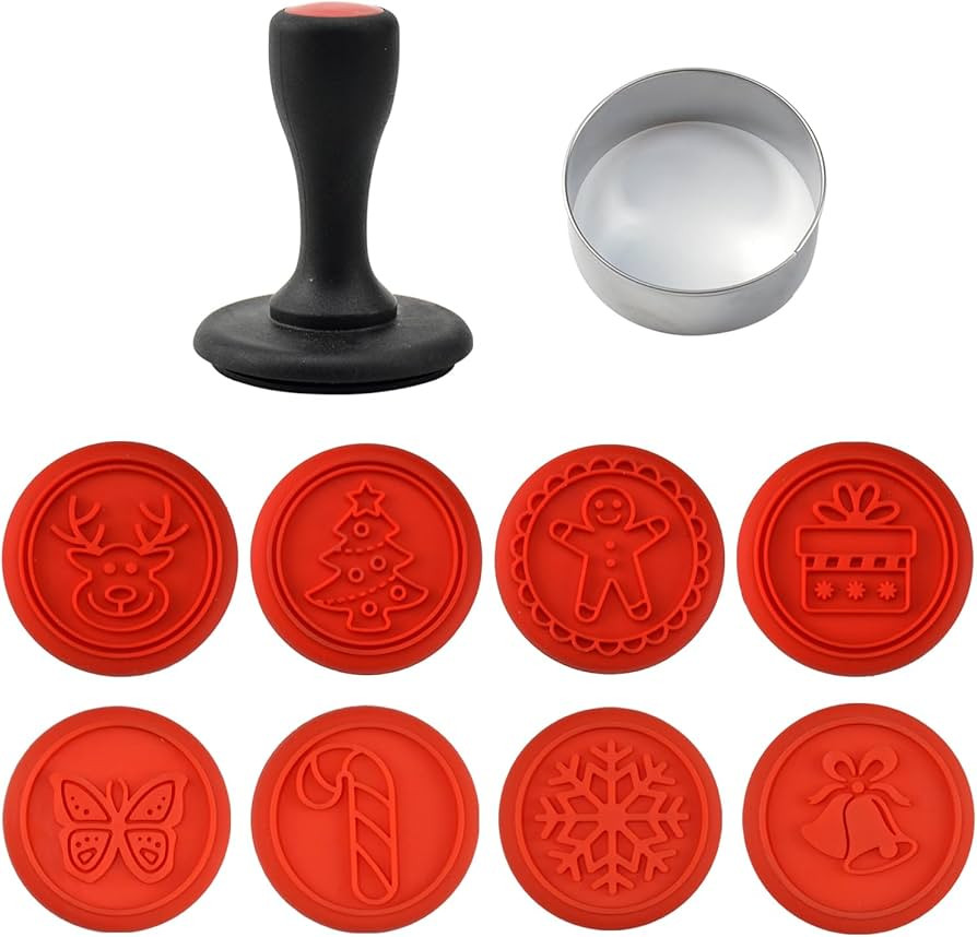 10 Pieces Christmas Cookie Stamps Set, Embossing Christmas Cookie Stamps Christmas Shapes 3D, Met... | Amazon (US)