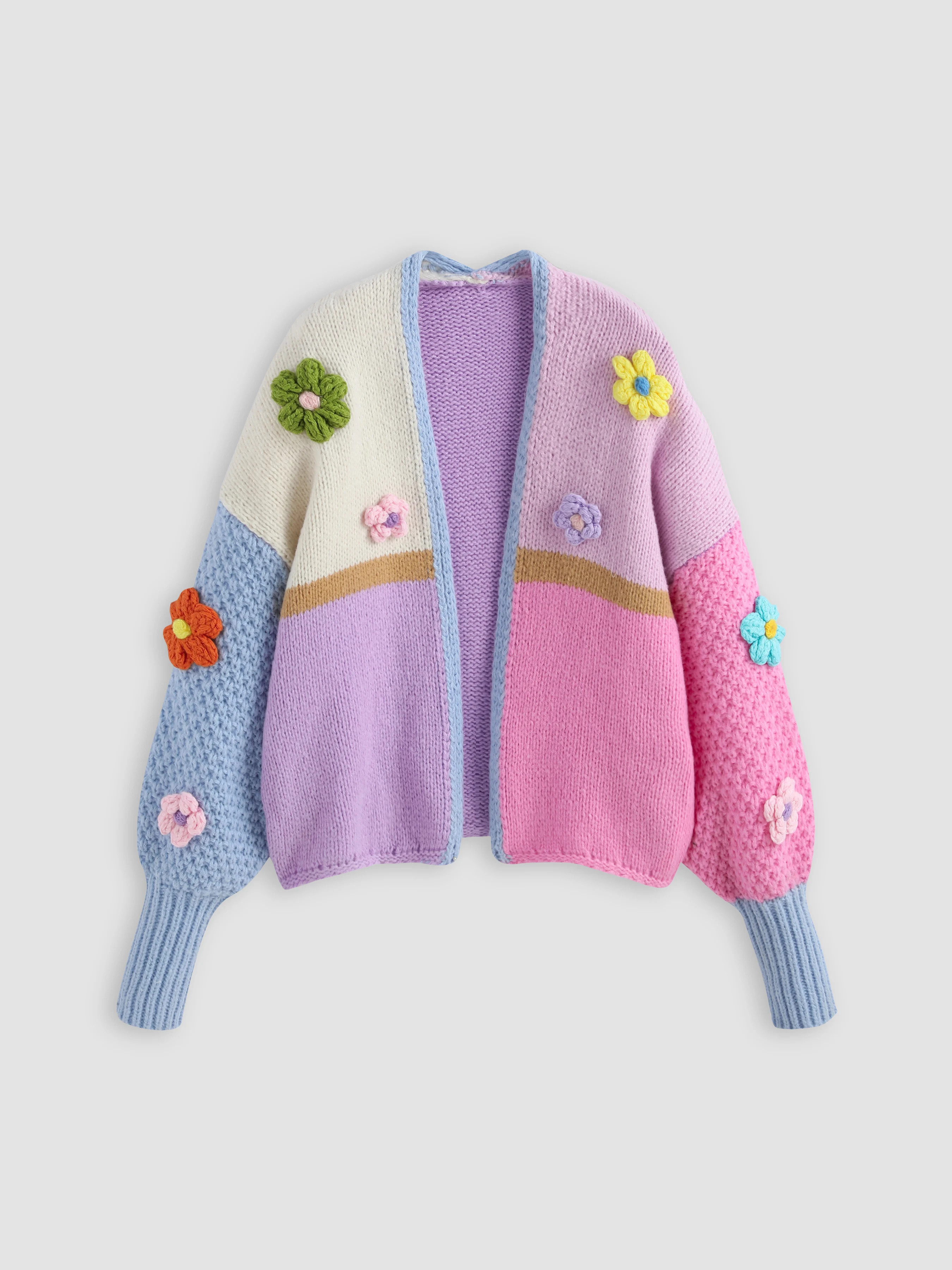 Fall Cardigan Floral Cardigan Knit Fabric Floral Crochet Knitted Cardigan For School Daily Casual... | Cider