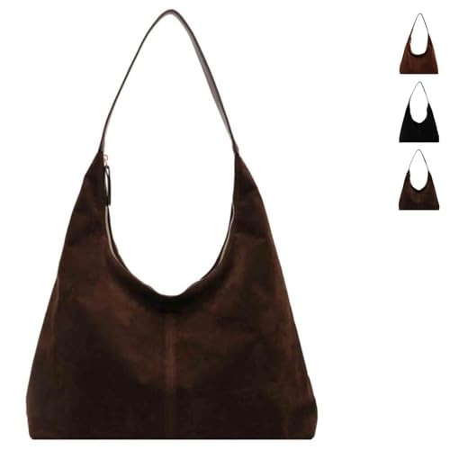 Brown Suede Bag, 2024 New Suede Purse Tote Bag for Women, Women Suede Handbag Crossbody Bag Shoulder Satchel Bag, Leather Hobo Bags for Women Brown Purses Suede Purse Slouchy Tote Bag (B Type) | Amazon (US)