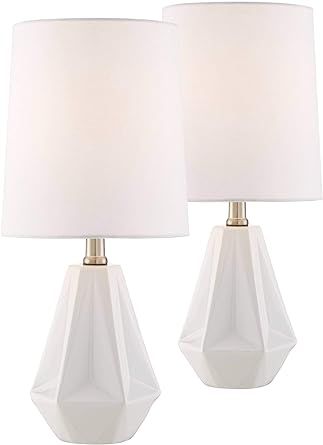 Colyn Modern Accent Table Lamps 17 1/2" High Set of 2 White Geometric Metal White Tapered Drum Sh... | Amazon (US)