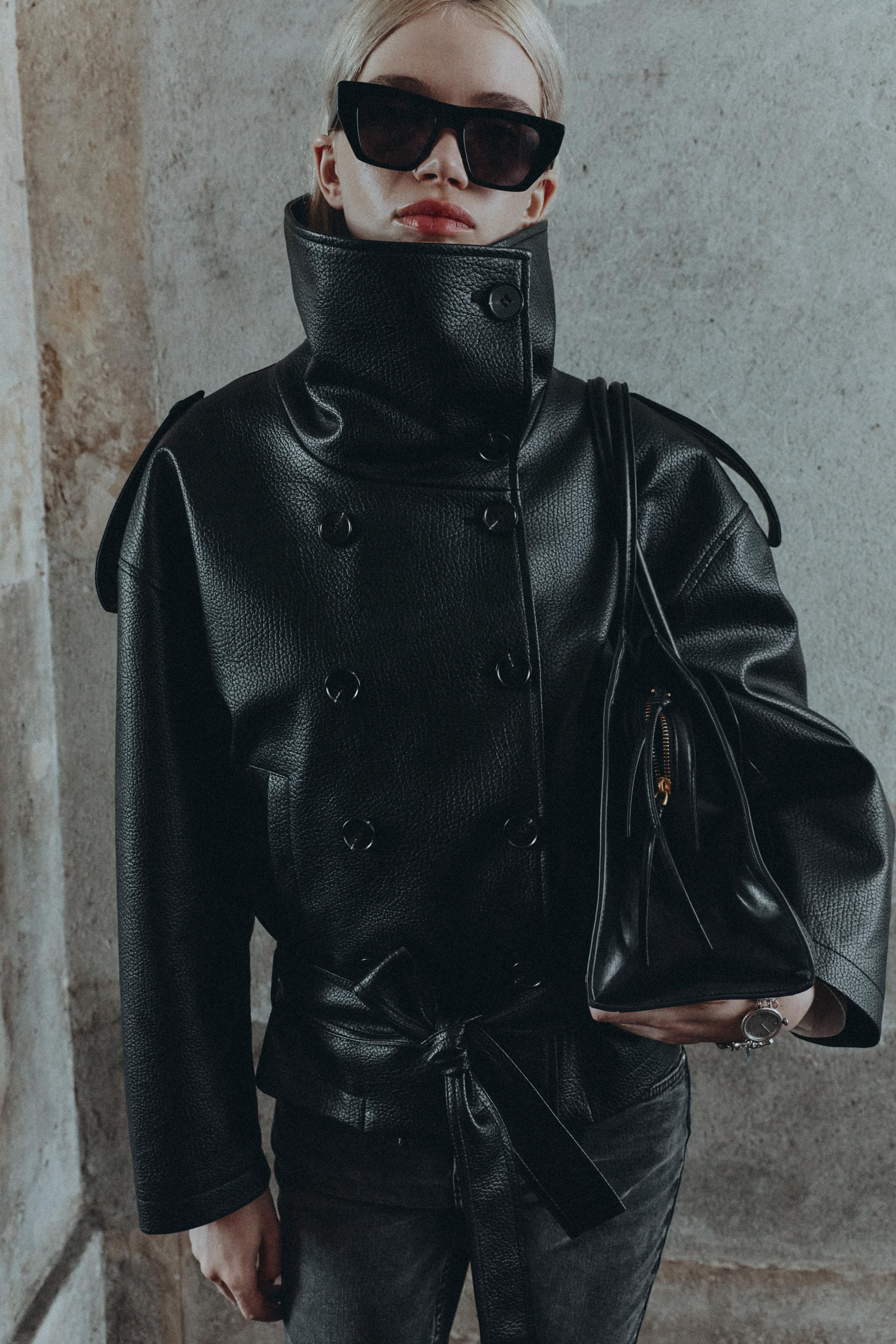 Zara - Faux Leather Belted Jacket - Black - Xxl - Woman | Zara US