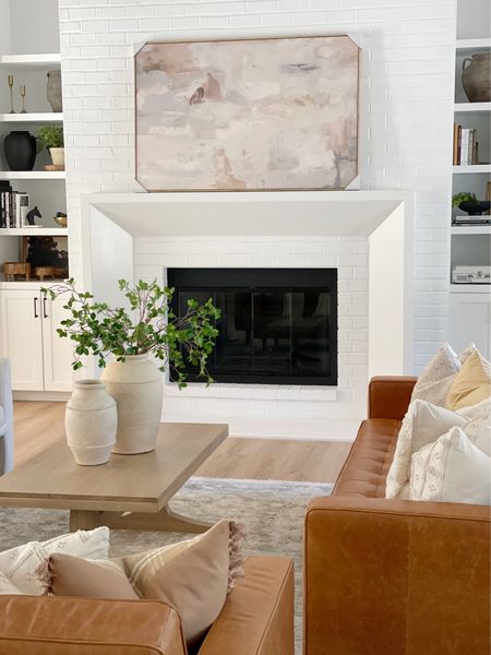 New wall decor on our fireplace mantle is my Target Studio McGee.  I will also link our vases, leather couches from Amazon, coffee table, studio McGee barrel chairs, and more!

#LTKhome #LTKFind #LTKunder100