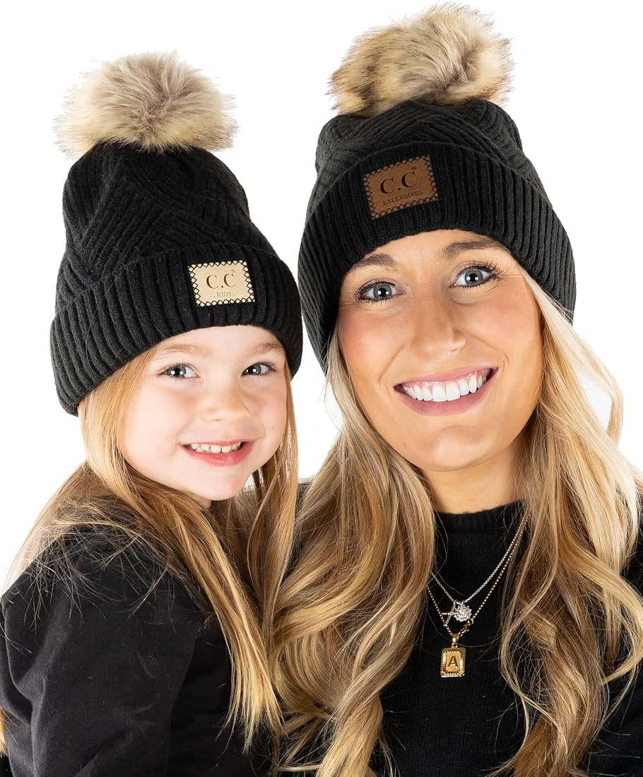 Funky Junque Mommy and Me Beanies Women Kids Toddler Infant Mom and Baby Matching Christmas Outfi... | Amazon (US)