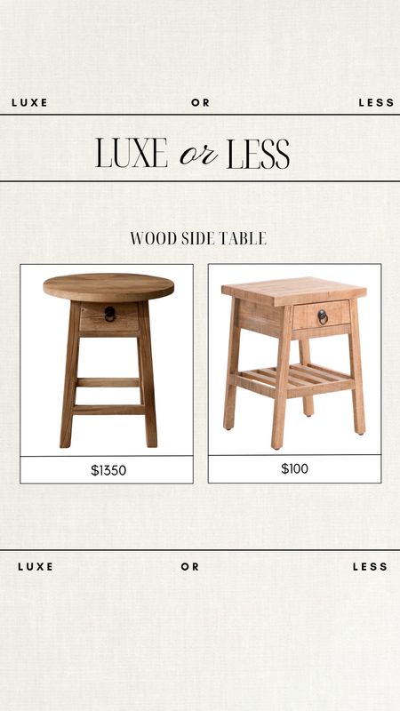 Luxe or Less - Wood side table! 

Gorgeous on either budget!

wood side table, accent table, nightstand, budget friendly furniture, vintage rug shop, TJMaxx, affordable furniture finds, vintage look, rustic look, rustic furniture, deal of the day 

#LTKhome #LTKfindsunder100