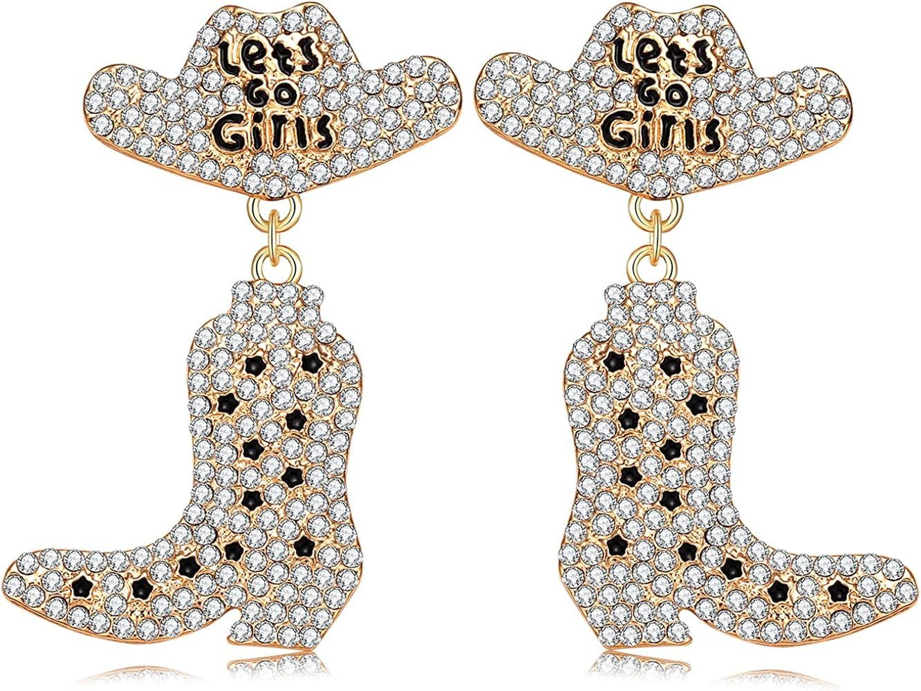 Beaded Cowboy Earrings Sparkly Rhinestone Bead Boots Hat Dangle Earrings for Women Girls Fun West... | Amazon (US)