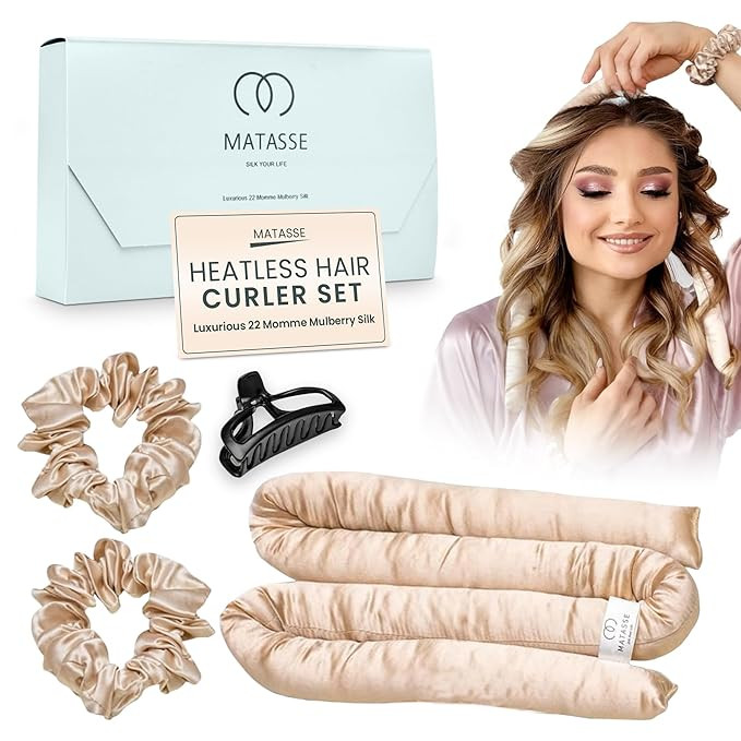 MATASSE Overnight Silk Heatless Hair Curler Set - Made of 6A Grade, 22 Momme Mulberry Silk - Effo... | Amazon (US)