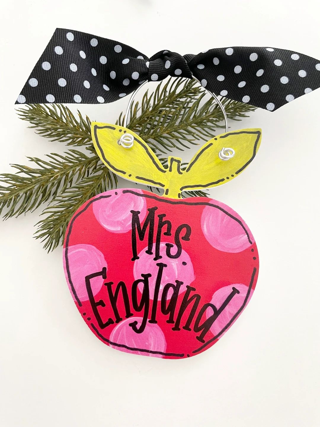 Personalized Teacher Apple Ornament - Etsy | Etsy (US)