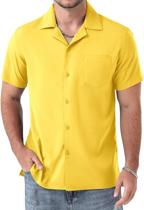 ZEROYAA Men's Regular Fit Short Sleeve Button Down Shirts | Amazon (US)