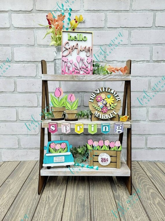 Tulip Tiered Tray | Spring Tiered Tray Set | Set of 8 | DIY Spring Tiered Tray | Etsy (US)