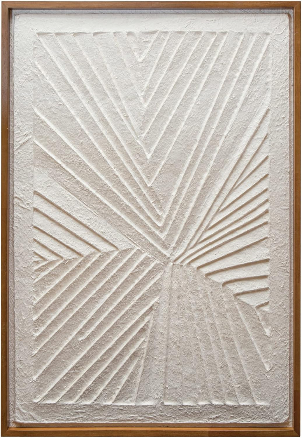 Bloomingville Oak Wood Framed Embossed Handmade Paper Wall Decor, Natural and Cream | Amazon (US)