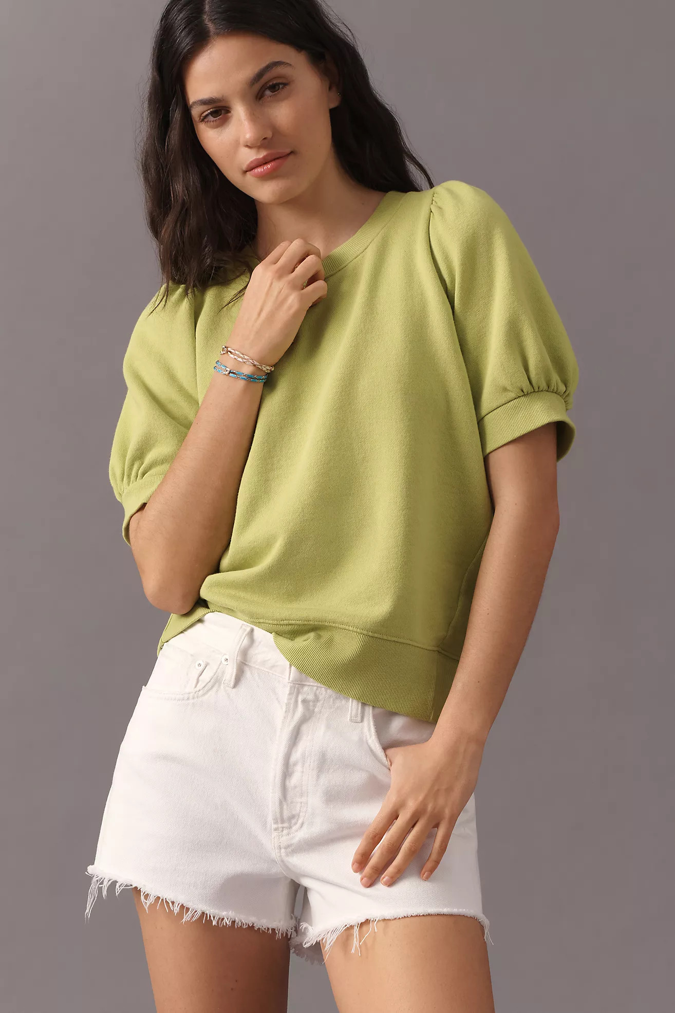 Maeve Puff-Sleeve Sweatshirt Tee | Anthropologie (US)
