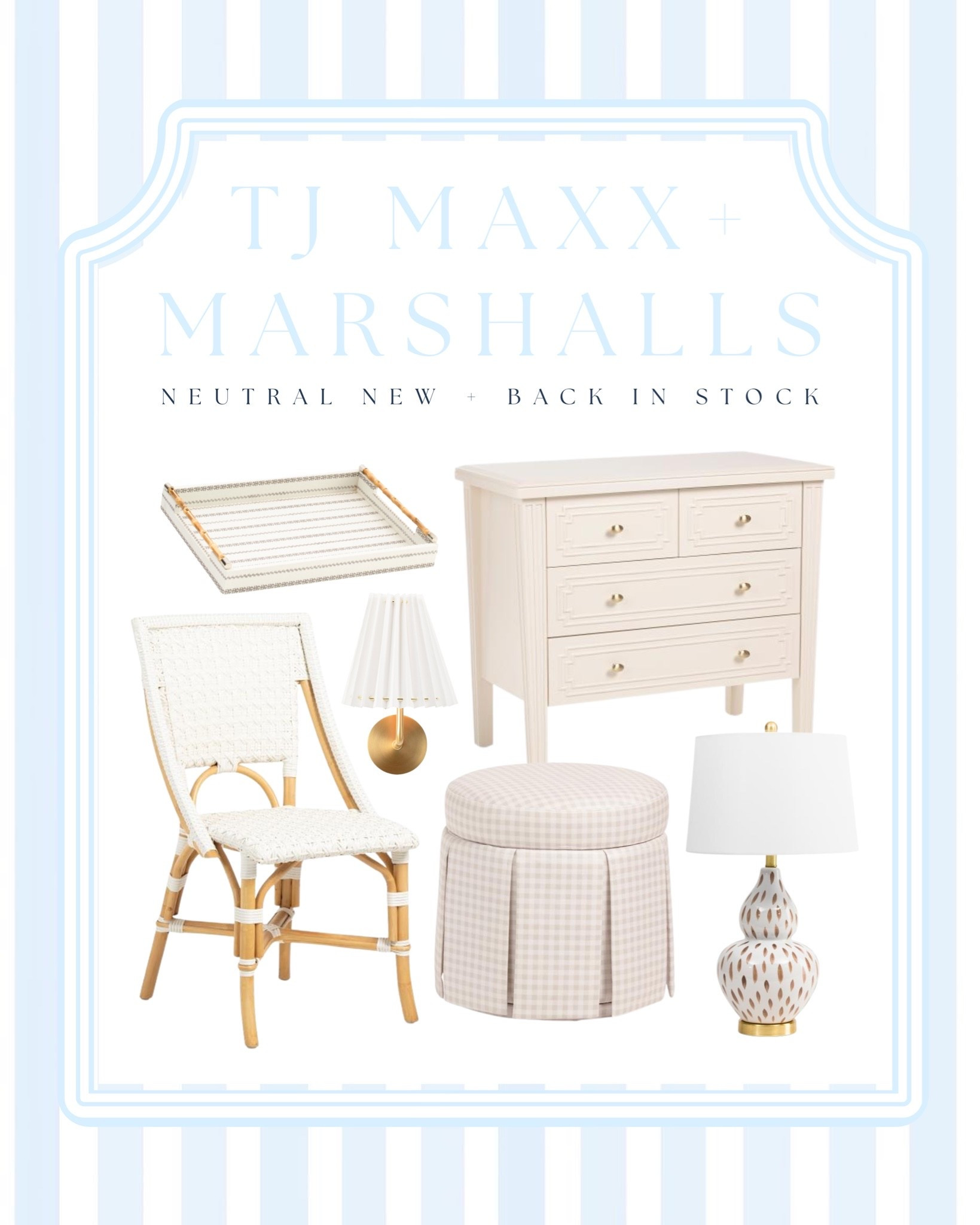 ✨ TJ Maxx + Marshalls NEUTRAL HOME NEW & BACK IN STOCK FINDS ✨
If you love coastal grandmillennial, modern coastal, classic traditional, and designer-inspired home decor, you’ll want to shop these new arrivals🤍 I’m spotting so many beautiful neutral pieces right now—from rattan and cane furniture to classic cream storage pieces, gingham storage ottomans, bamboo handle woven trays, and timeless ceramic table lamps.

These are the types of affordable home decor finds that look WAY more expensive than they are and would blend beautifully into a coastal or traditional home. Think Serena & Lily-inspired, timeless coastal style without the designer price tag. 🌊🤍

🛍️ TJ Maxx + Marshalls home decor
🤍 Neutral home decor
🌴 Coastal home decor
🏡 Coastal grandmillennial style
✨ Designer-inspired home finds
🪑 Affordable furniture & accent pieces
🧺 Rattan + woven decor
💡 Classic table lamps
🤍 Neutral ottomans & storage furniture

Once added online, Items at TJ Maxx + Marshalls can sell out quickly, so if you see something you love, don’t wait! 🤍

Free Shipping with code: SHIP89

#TJMaxxFinds #MarshallsFinds #TJMaxxHome #MarshallsHome #HomeDecorFinds #CoastalHomeDecor #CoastalGrandmillennial #ModernCoastal #GrandmillennialHome #NeutralHomeDecor #DesignerInspired #DesignerLookForLess #AffordableHomeDecor #CoastalDecor #HomeDecorInspiration


@Marshalls @TJ Maxx

#LTKHome #LTKSaleAlert