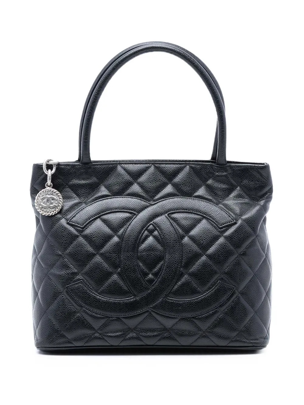 CHANEL Pre-Owned 2008-2009 Caviar Medallion tote bag - Black | Farfetch Global