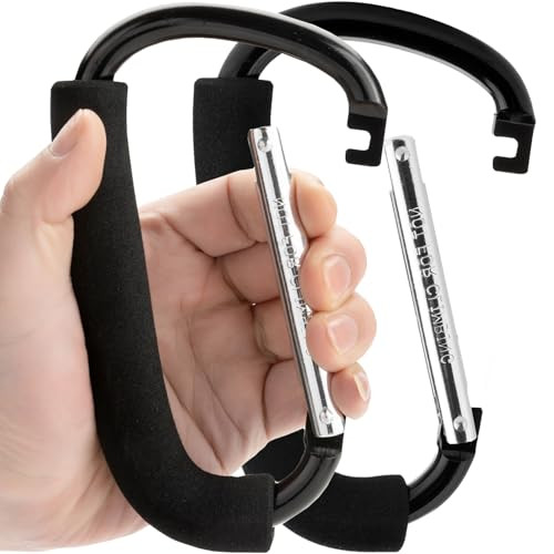 Funbliss Stroller Hooks, 6.3" Large Stroller Clip,Large Carabiner,2 Pack Stroller Hooks for Hanging Bags and Shopping, Stroller Accessories for Mommy | Amazon (US)