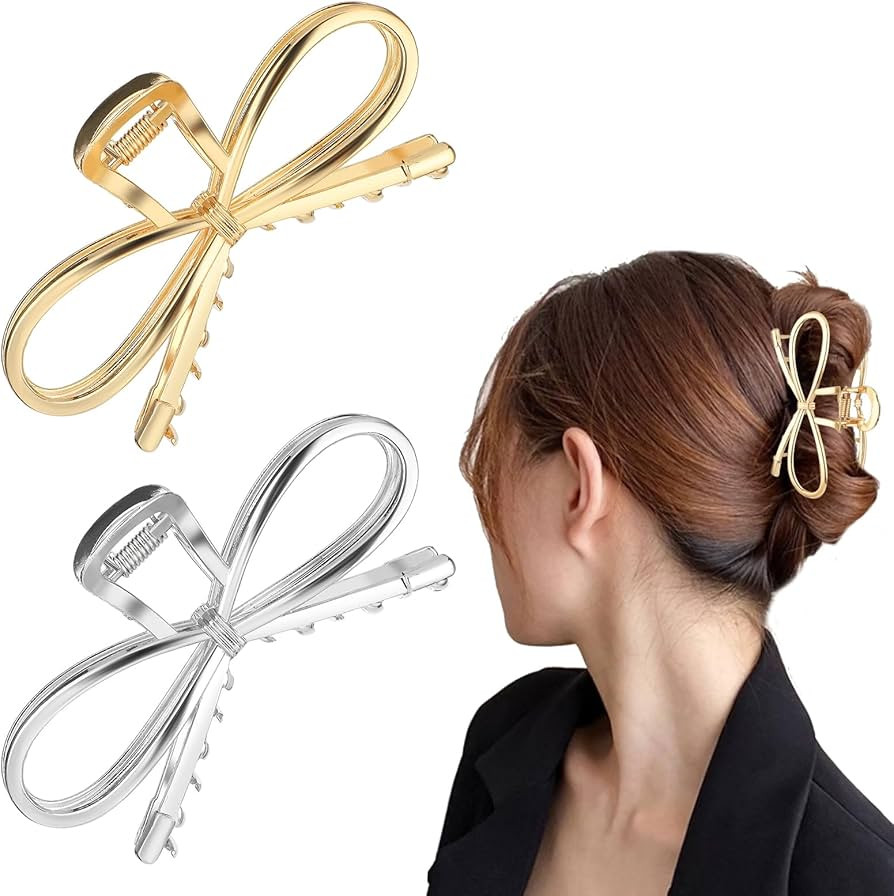4.5 Inch Metal Bow Claw Hair Clips - Cute Bowknot Hair Jaw Clips with Strong Hold for Thick and T... | Amazon (US)