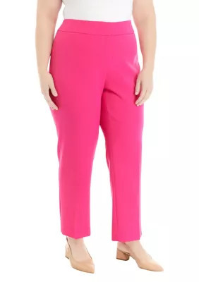 Kasper Women's Plus Size Unlined Slim Pants, Pink, 20W | Belk