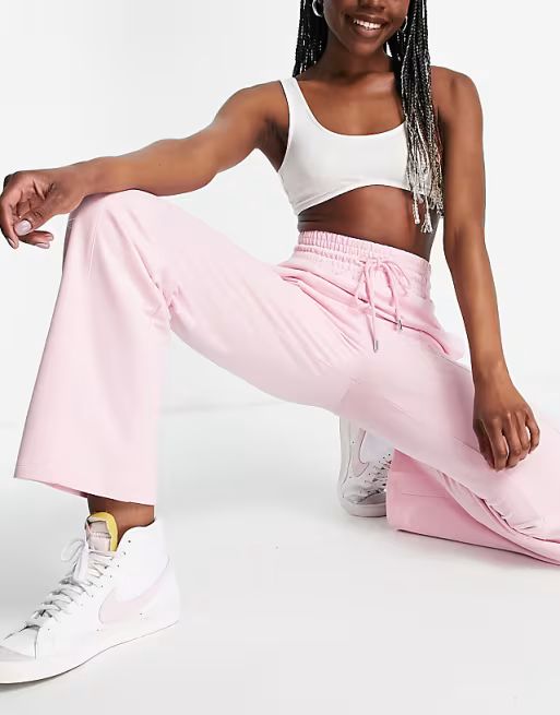 ASOS DESIGN Tall straight leg sweatpants with deep waistband and pintuck in organic cotton in bab... | ASOS (Global)