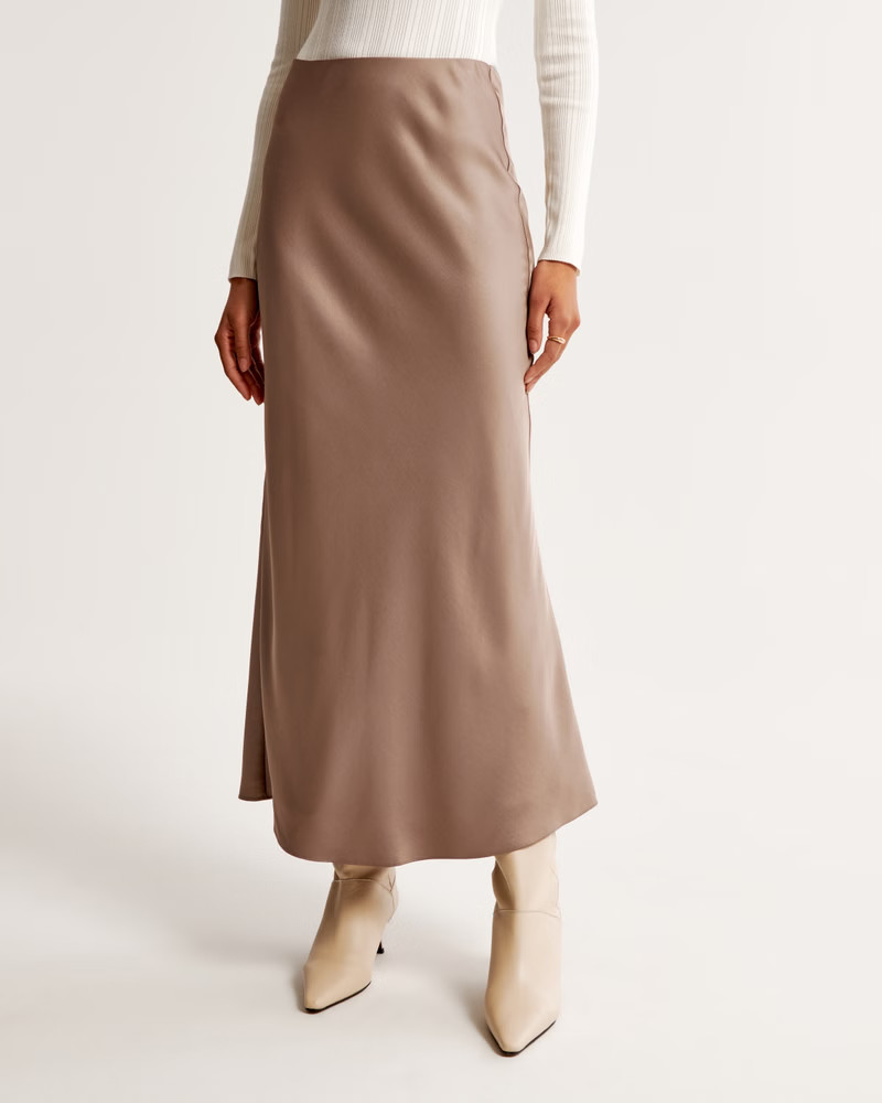Elevated Satin Column Maxi Skirt | Abercrombie & Fitch (US)