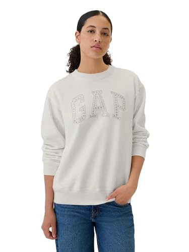 GAP Womens Heritage Crew Neck T-Shirt White Rhinestone L | Amazon (US)