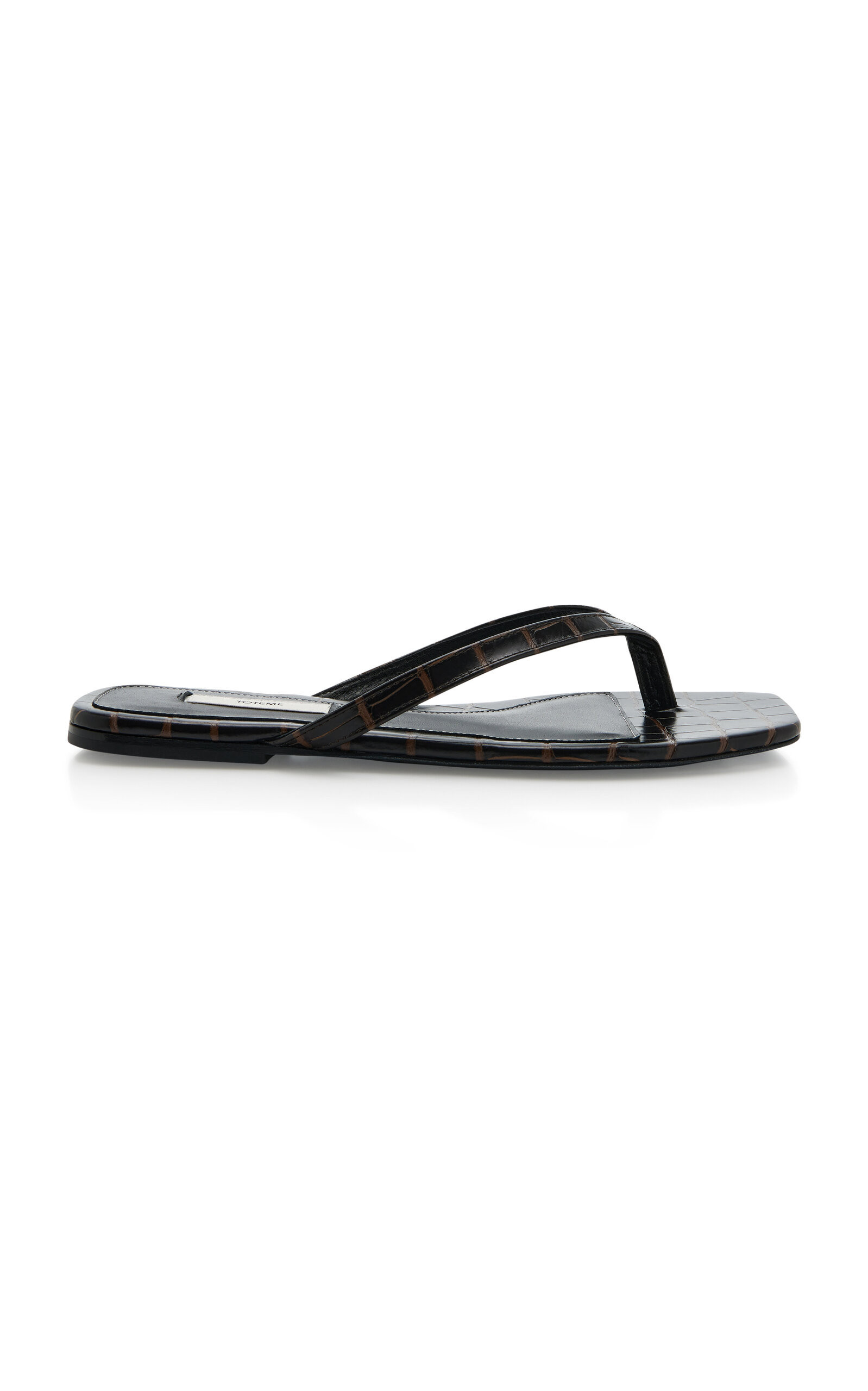 Toteme Croc-Effect Leather Flip Flop Sandals - Moda Operandi | Moda Operandi (Global)