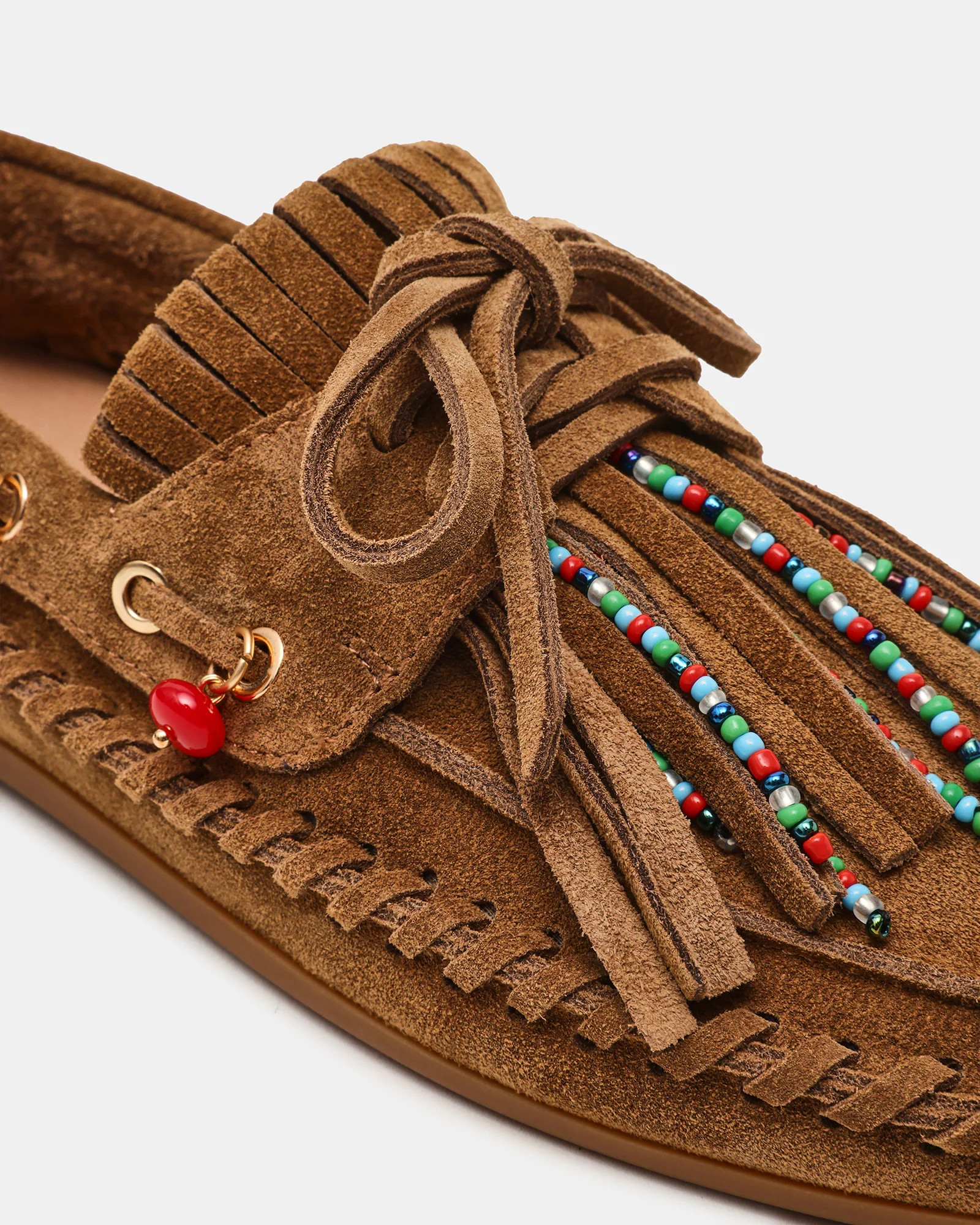 SAMUAL CHARM Chestnut Suede Fringe Boat Women's Loafer | Steve Madden (US)