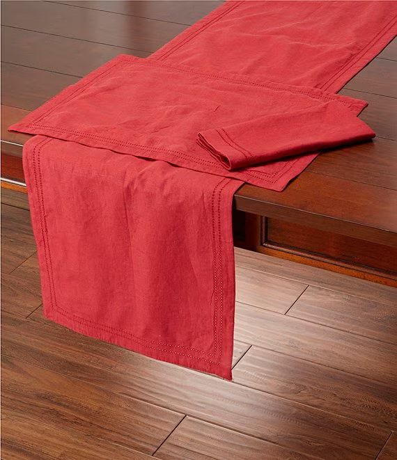 Double-Hem-Stitched Linen Table Runner | Dillard's