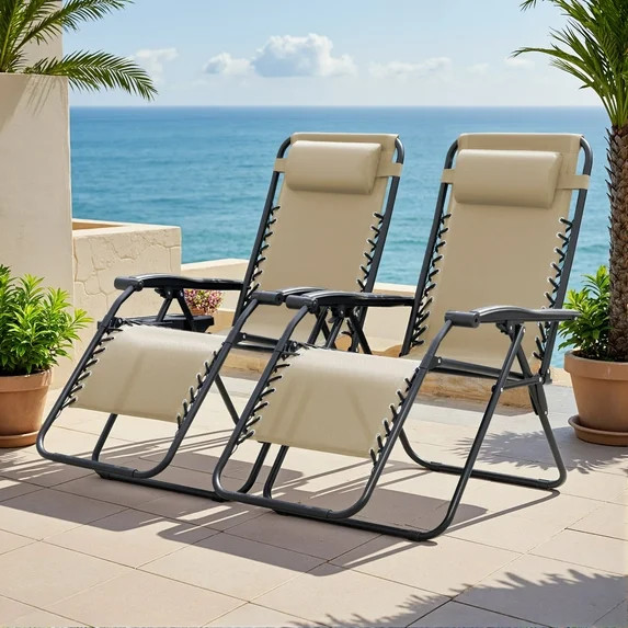Lacoo Zero Gravity Chair Patio Outdoor Foldable Lawn Lounge Chair Reclining Chair with Adjustable... | Walmart (US)