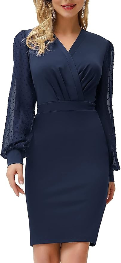 GRACE KARIN Women's Pencil Work Dresses Long Sleeve V Neck BodyconBusiness Dress Elegant Cocktail... | Amazon (US)