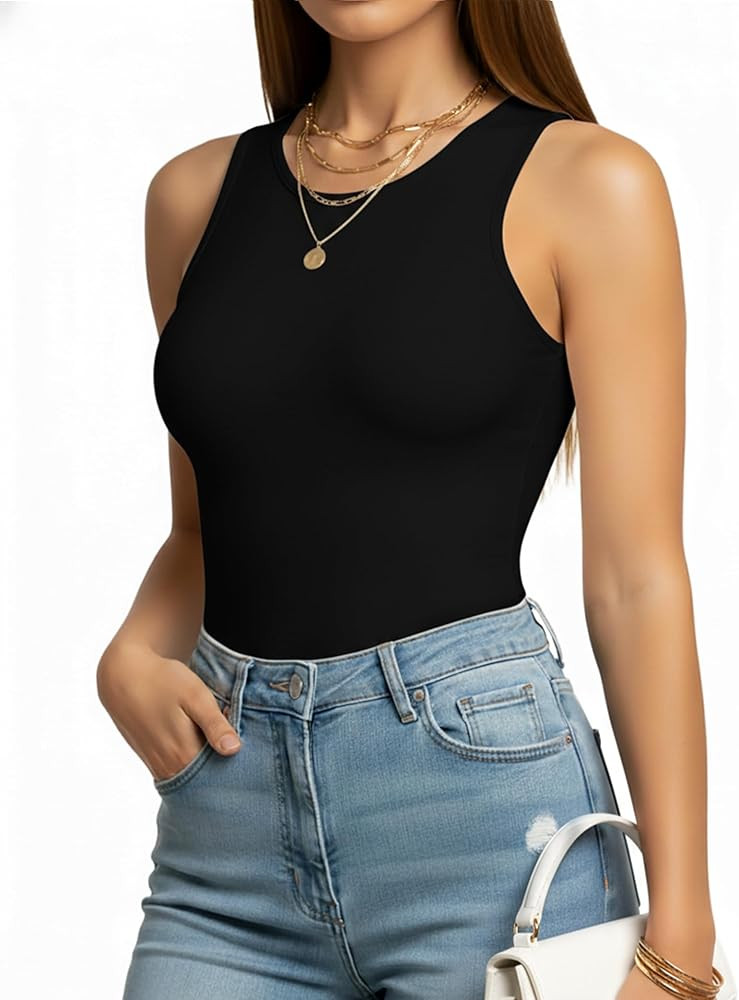 YOGINGO Women's Crew Neck Sleeveless Bodysuits Racerback Halter Tank Top Body Suits for Womens Se... | Amazon (US)