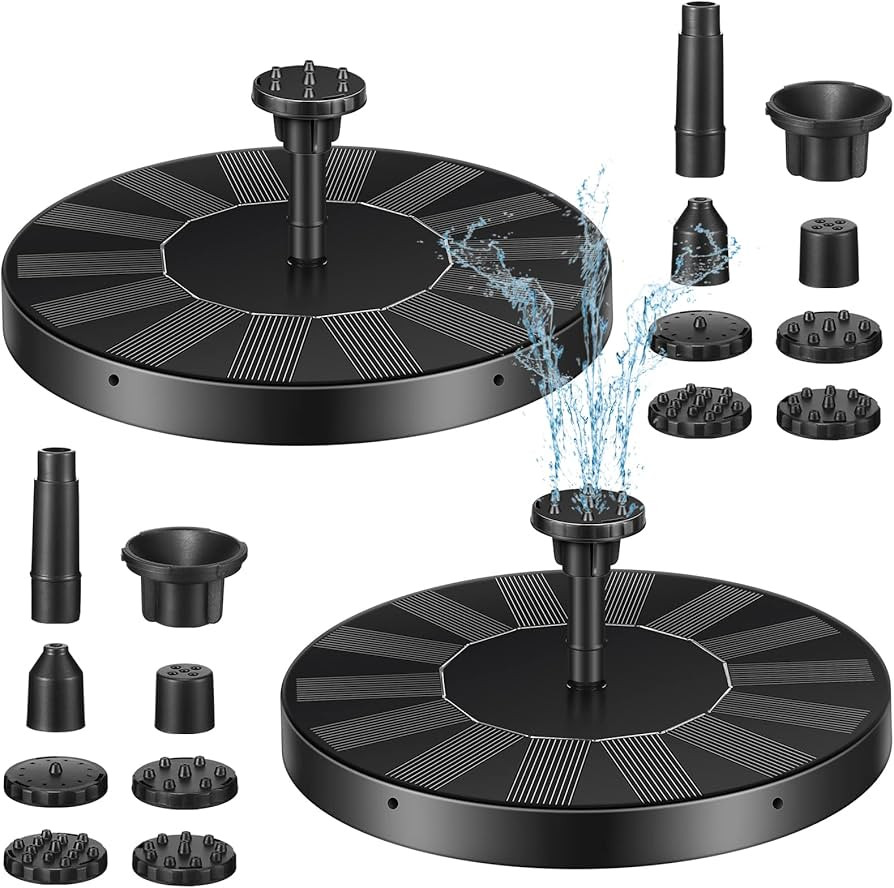 2 Packs Solar Bird Bath Fountain Pump Solar Fountain with 6 Nozzle Solar Powered Bird Bath Floati... | Amazon (US)