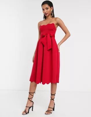 ASOS DESIGN scallop bandeau midi prom dress | ASOS US