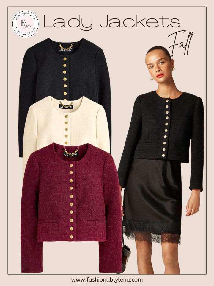 Fall Fashion, Lady jacket, tweed jacket, fall style, denim jacket, burgundy tweed jacket, black burgundy jacket 

 #LTKSeasonal #LTKStyleTip