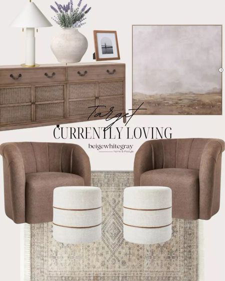 Currently loving this entire target home decor look!! I have these ottomans and love them! These brown accent chairs are stunning!! And the dresser and framed art combo is on point!! Shop it here! 4/20

#LTKstyletip #LTKfindsunder50 #LTKhome