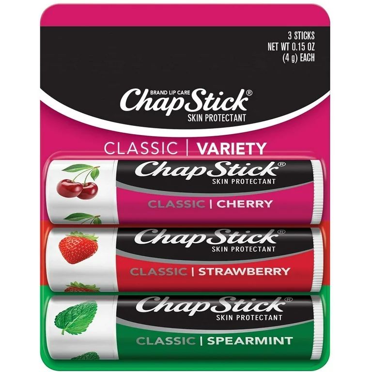 ChapStick Classic Cherry, Spearmint and Strawberry Lip Balm, 0.15 Oz, 3 Pack | Walmart (US)