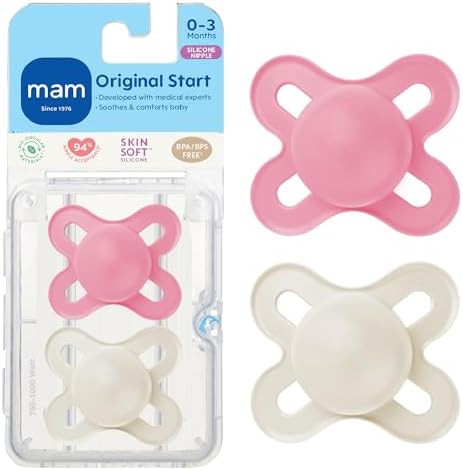 MAM Original Start Matte Baby Pacifiers 0-3 Months Newborns, BPA-Free Skin Soft Silicone Nipple, ... | Amazon (US)