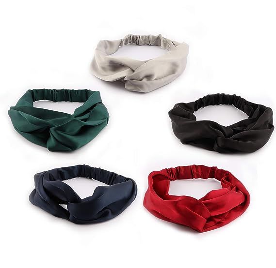 driew Satin Headband, Silk Headbands for Women Pack of 5 | Amazon (US)