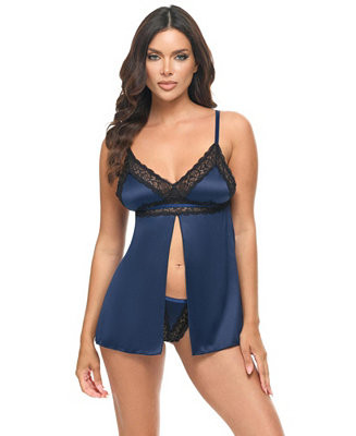 Women's Iris Satin & Lace Babydoll | Macy's
