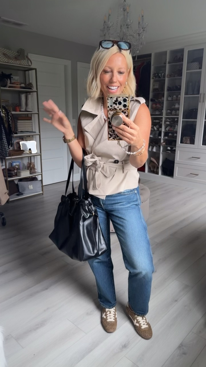 Vest small
Jeans sized down to a 2 (run big)
Shoes TTS

#LTKSaleAlert #LTKootd #LTKmomlife