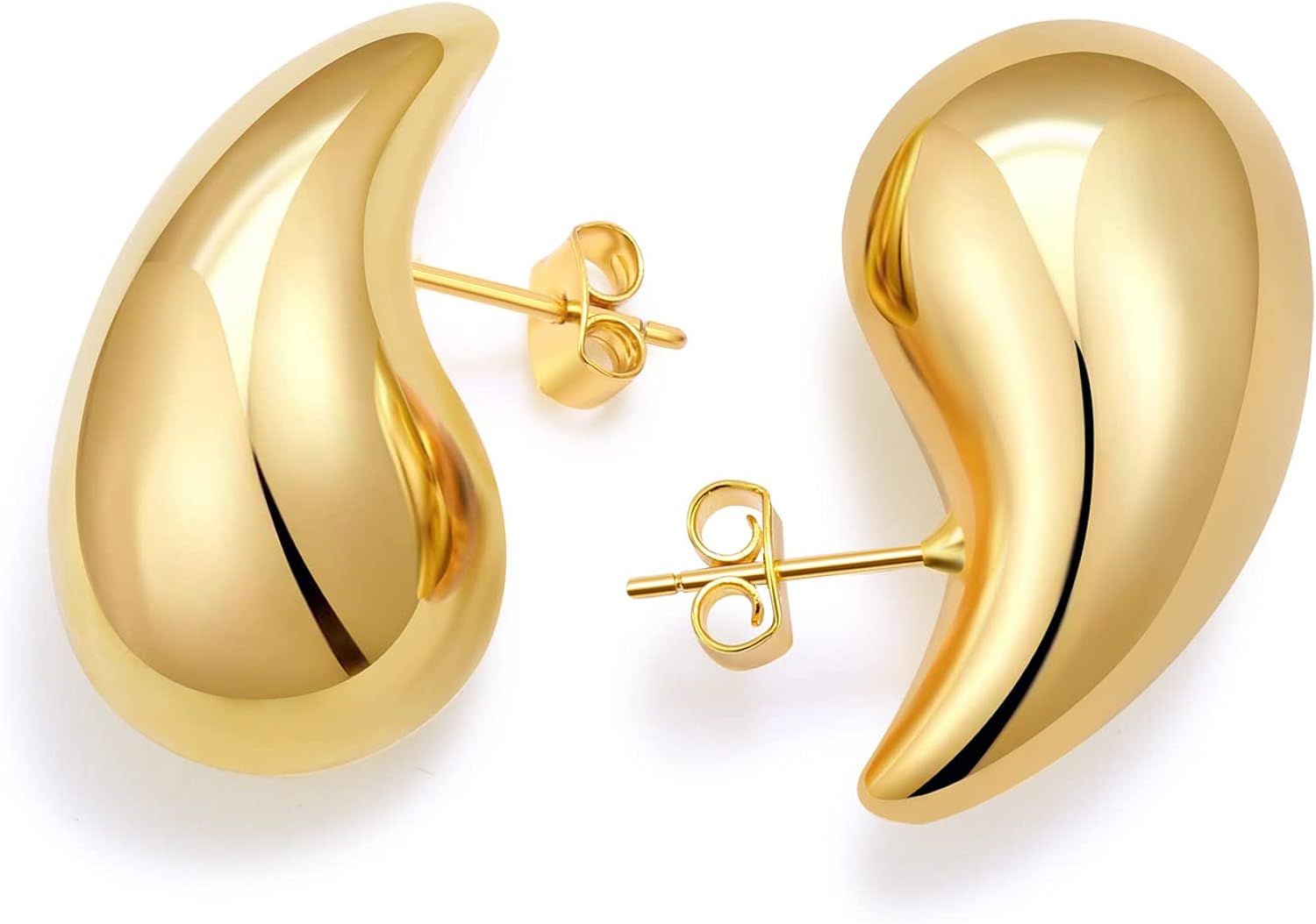 JALZEMPL Chunky Gold Hoop Earrings For Women Tear Drop Earrings Statement Trendy Big Thick Lightw... | Amazon (US)