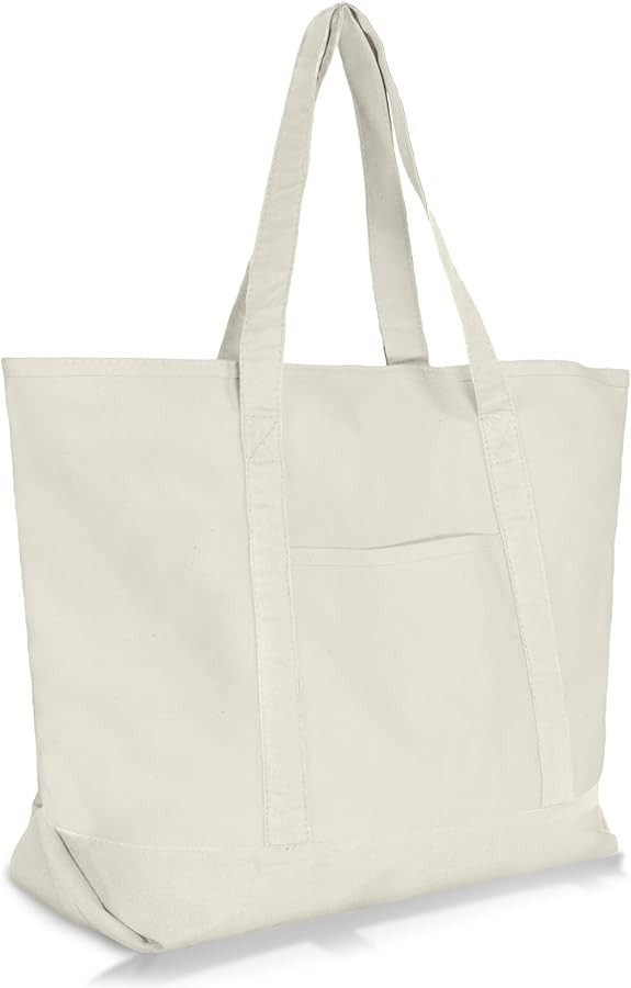 22" Heavy Duty Cotton Canvas Tote Bag (Zippered) | Amazon (US)