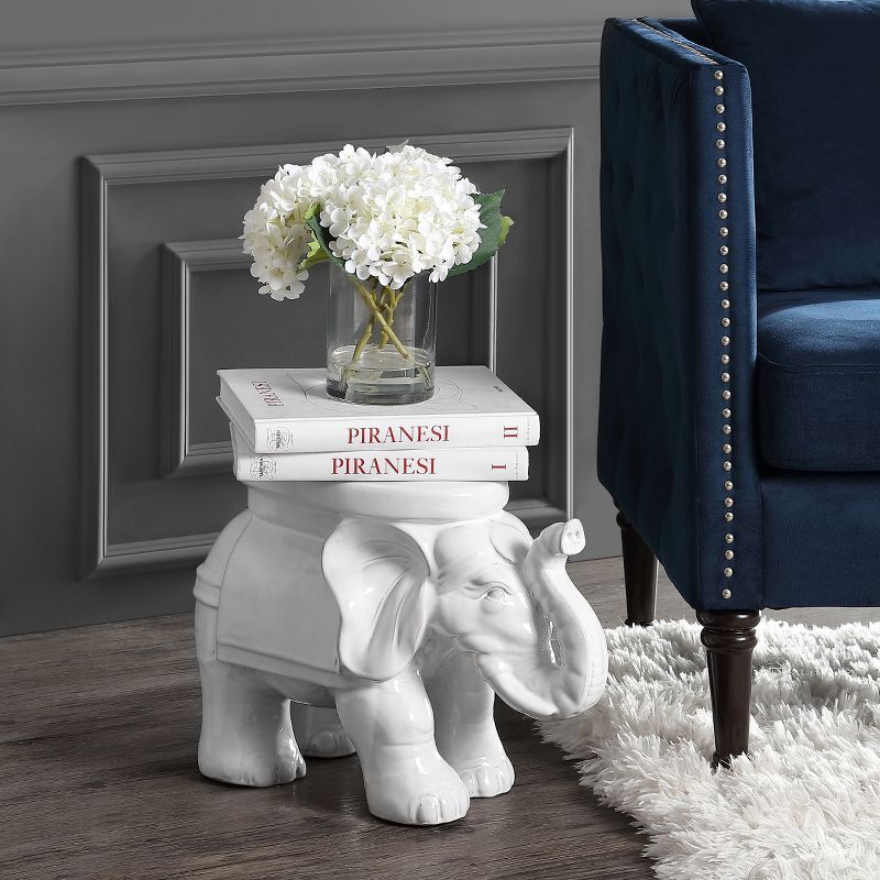 White Elephant 14.2" Ceramic Garden Stool, Antique White - JONATHAN Y | Target