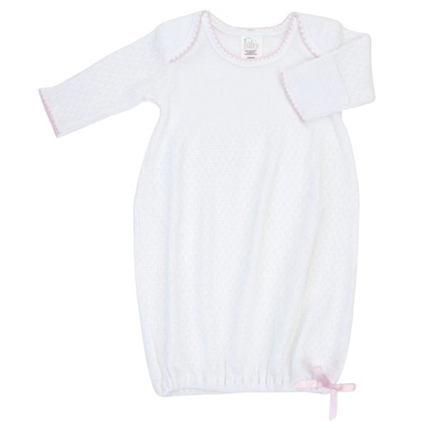 Paty Lap Gown - White with Pink Picot Trim | Ellifox