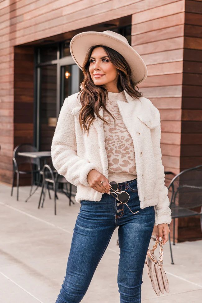 Mostly Yours Ivory Teddy Jacket | The Pink Lily Boutique